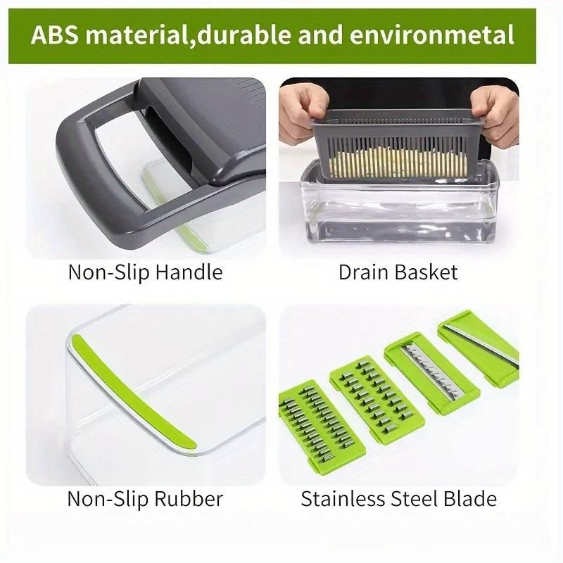 16pcs set, kitchen vegetable chopper with multiple interchangeable blades