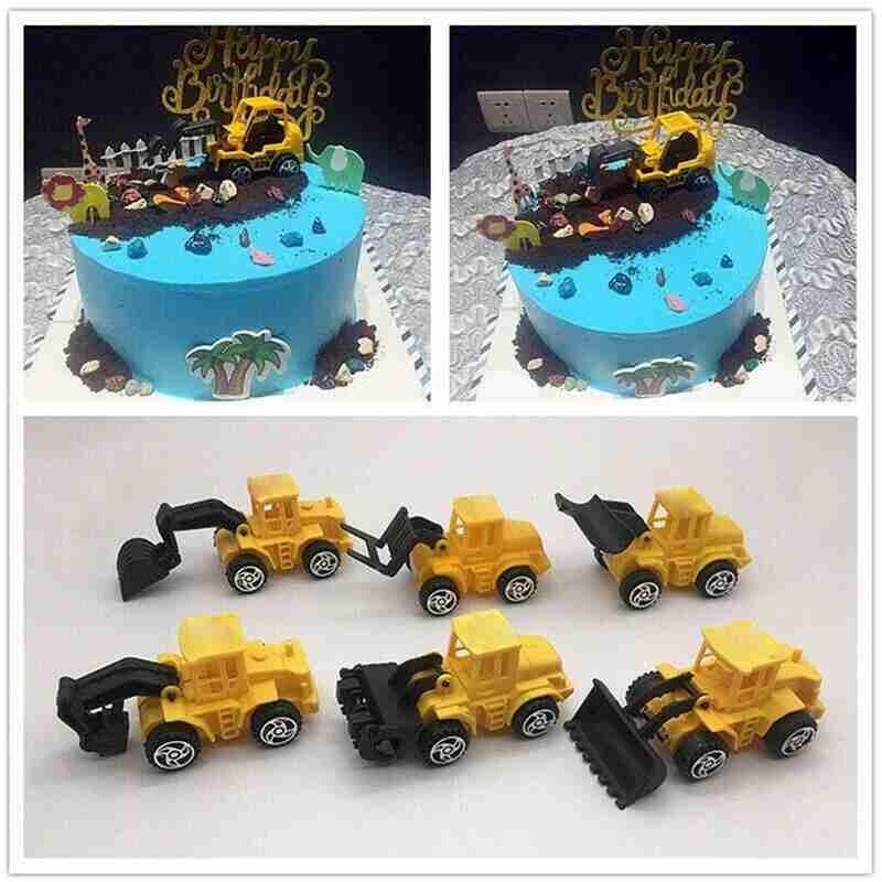6Pcs/lot Engineering Vehicle Toy Car Model Diecasts Cake Hobbies Mini Baking Bulldozer Decoration Birthday Excavator For Ki F4Q5