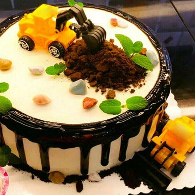 6Pcs/lot Engineering Vehicle Toy Car Model Diecasts Cake Hobbies Mini Baking Bulldozer Decoration Birthday Excavator For Ki F4Q5