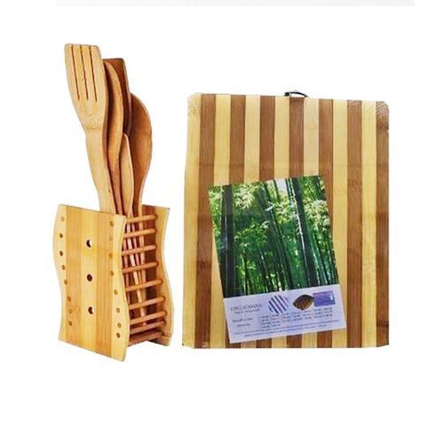 Bamboo Chopping Board And Wooden Spoon Set.