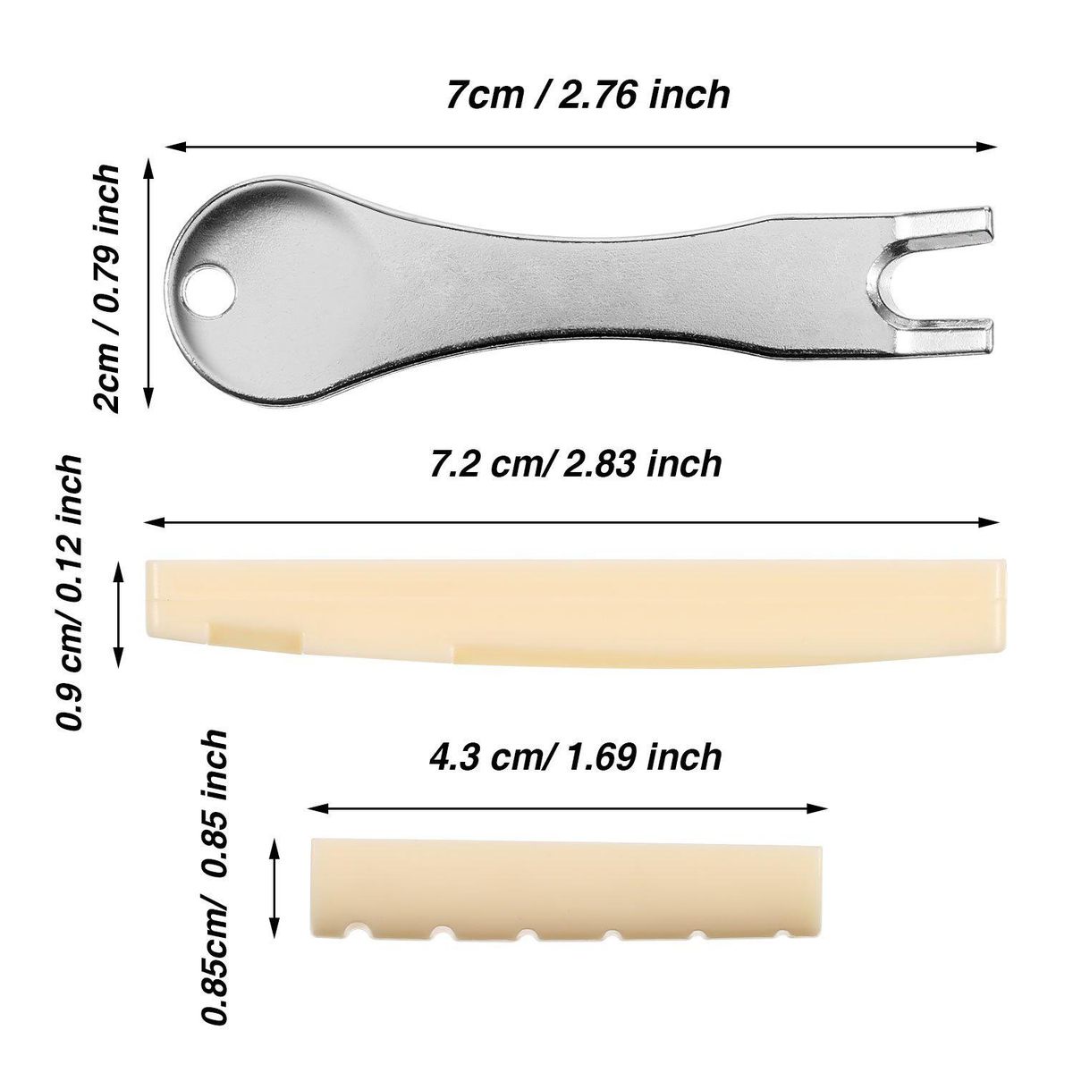 Acoustic Guitar Bridge Pins Puller Pulling Remover Extractor Tool with Guitar Saddle Nut and 12 Pack Guitar Bridge Pins