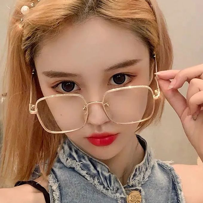 Large Frame Anti Blue Light Diamond Frame Glasses