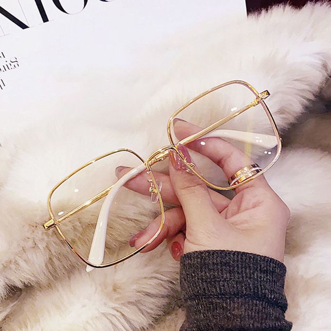 Large Frame Anti Blue Light Diamond Frame Glasses