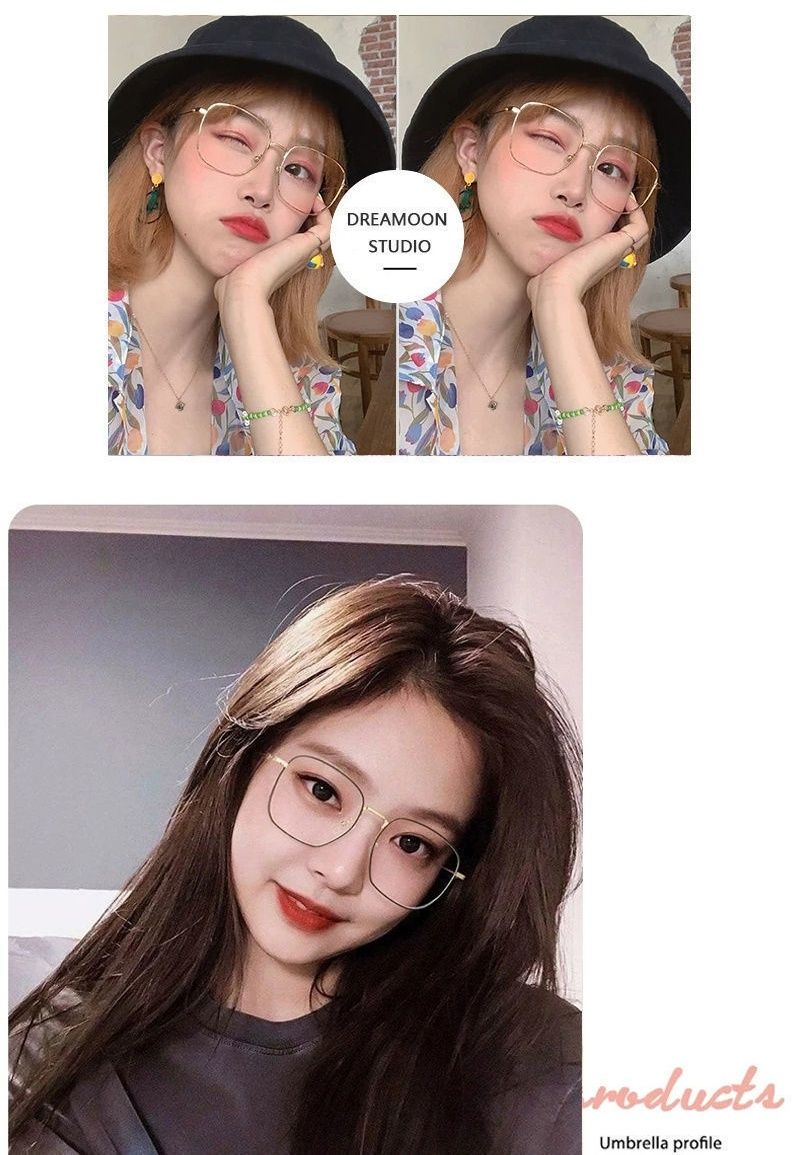 Large Frame Anti Blue Light Diamond Frame Glasses