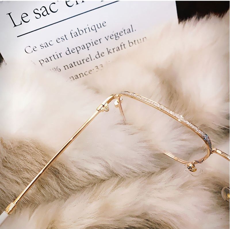 Large Frame Anti Blue Light Diamond Frame Glasses