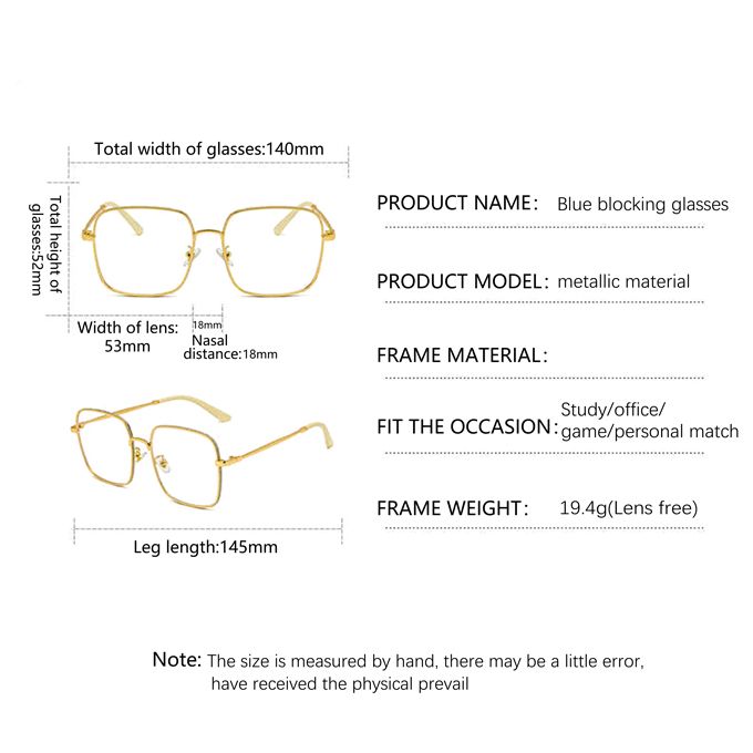 Large Frame Anti Blue Light Diamond Frame Glasses
