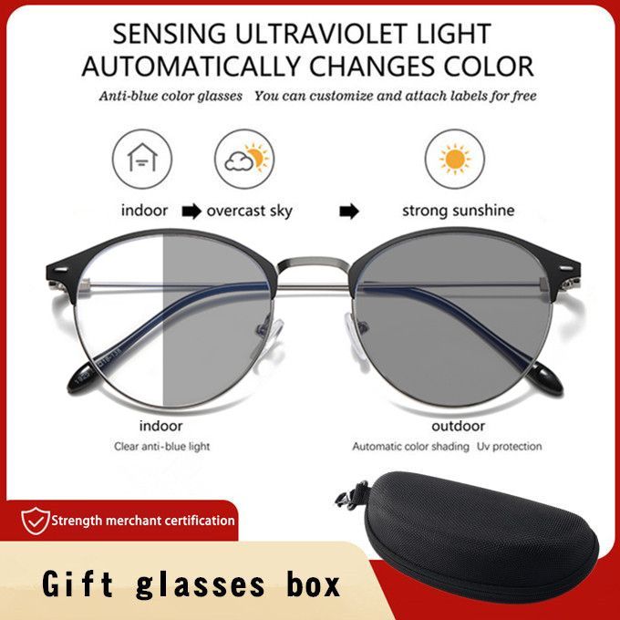 Photochromic Anti Blue Light Glasses Sunglasses-Silver