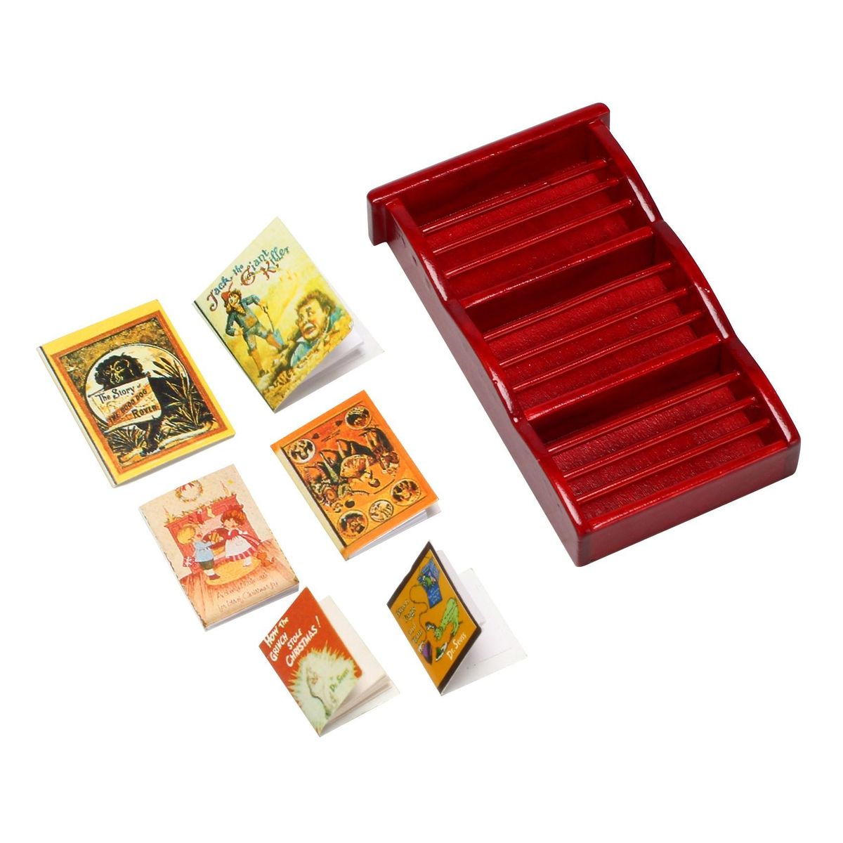 1 12 Miniature Dollhouse Newspaper Magazine Rack Book Shelf,Mini Doll Storage Display Shelves DollHouse Decoration Red