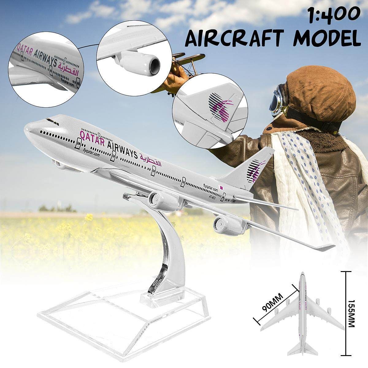 B747 QATAR 160mm 1:400 Metal Plane Model Boeing Diecast Airlines Aeroplane Scale Desk Toy