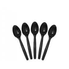 50pcs Black Plastic Multi Purpose/Party Feeding Spoon