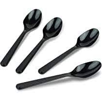 50pcs Black Plastic Multi Purpose/Party Feeding Spoon