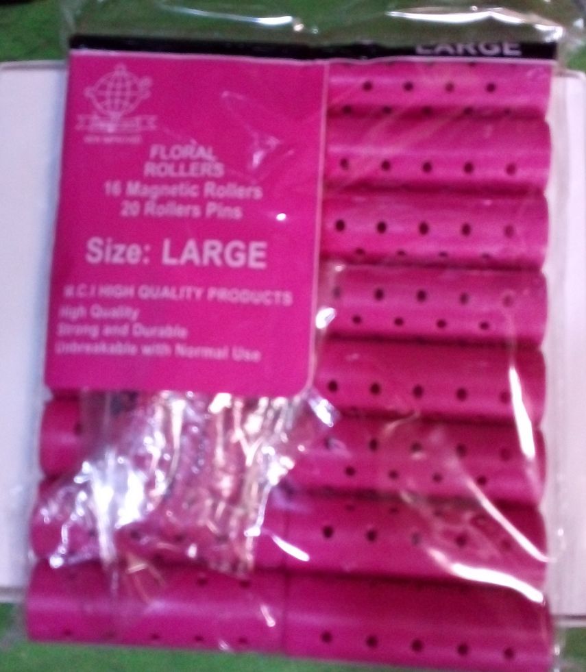 16 PCS/SET PLASTIC HAIR CURLY STYLING ROLLER PINK, LARGE