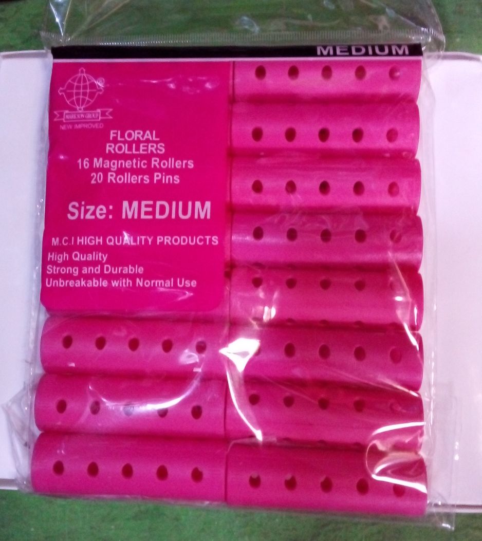 16 PCS/SET PLASTIC HAIR CURLY STYLING ROLLER PINK, MEDIUM
