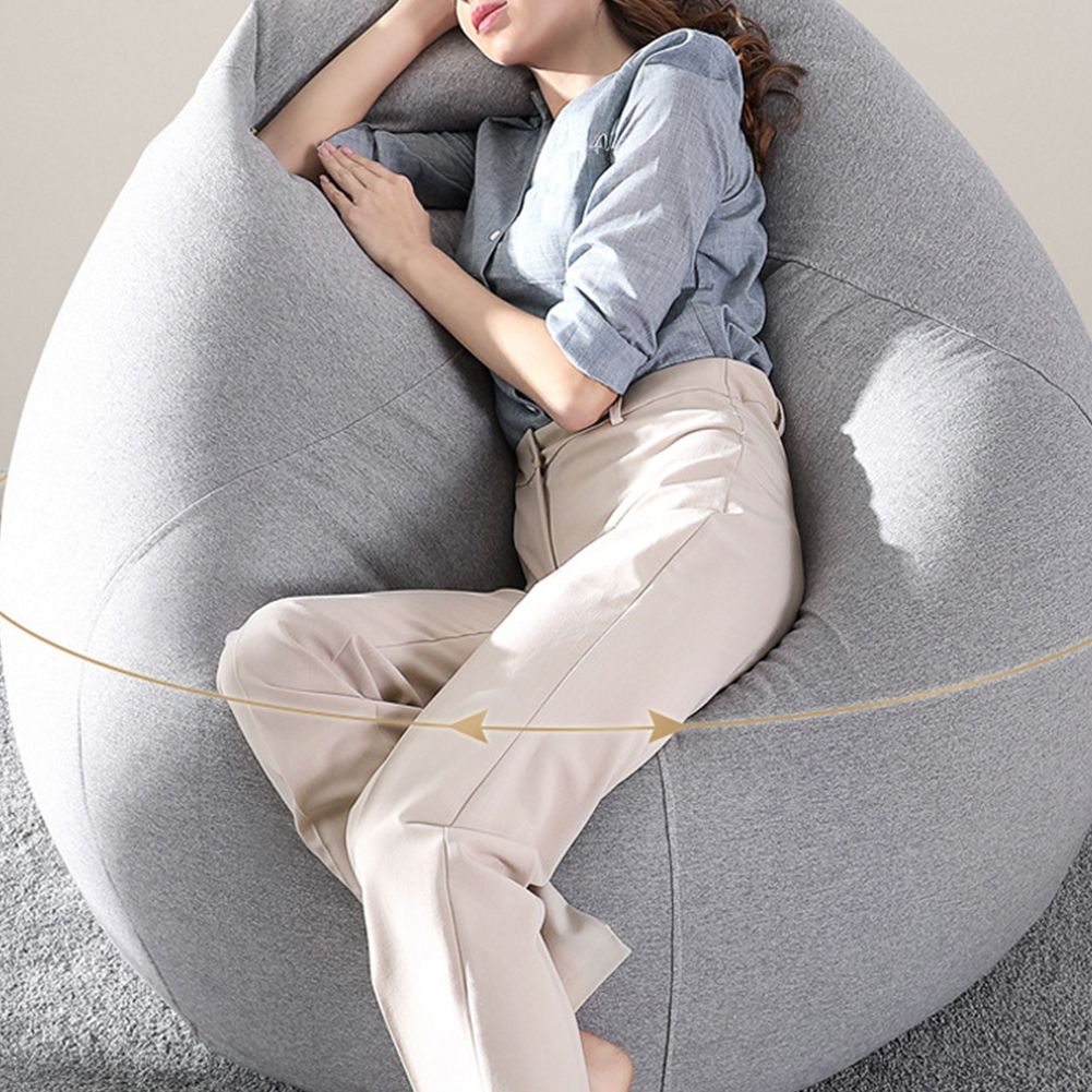 Solid Color Cloth Lazy Lounger Bean Bag Sack Chair Sofa Dust Cover Decoration-Blue