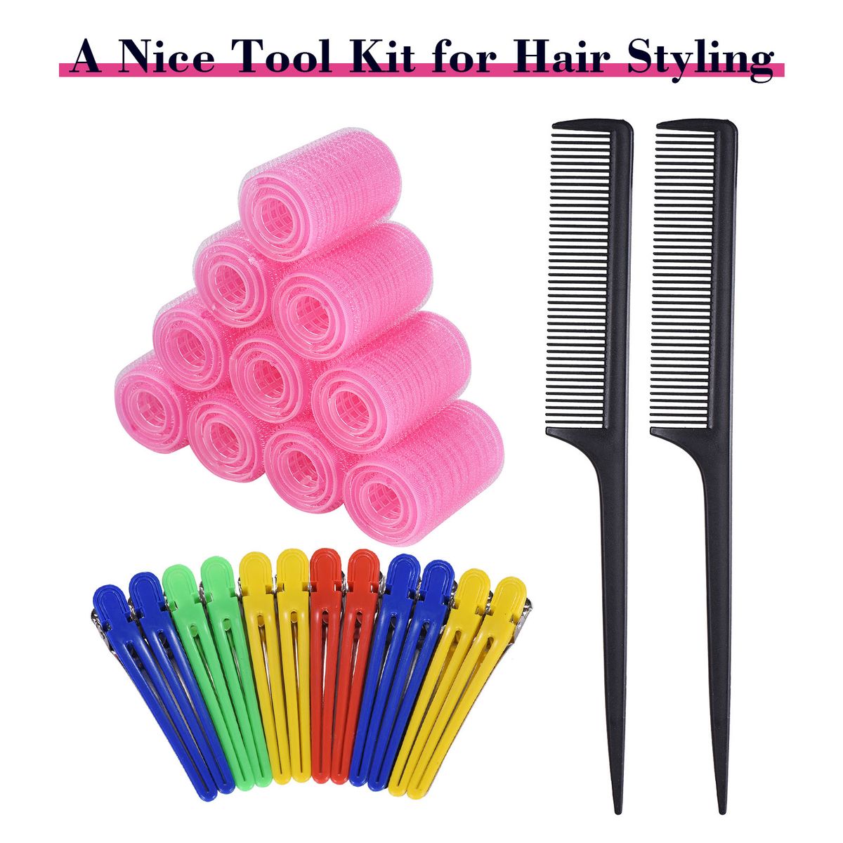 30PCS Hair Rollers Set Self Grip Salon Hairdressing Curlers
