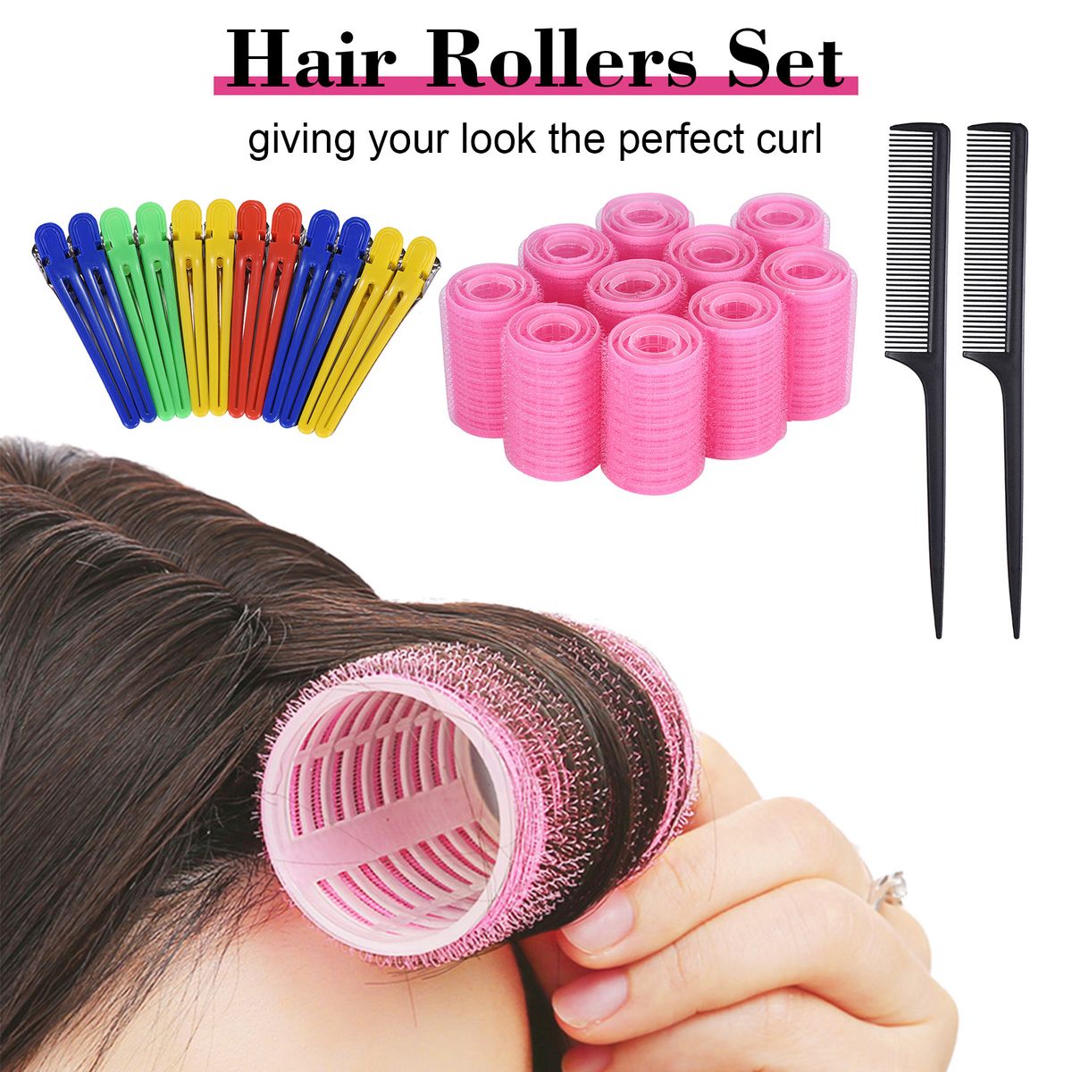 30PCS Hair Rollers Set Self Grip Salon Hairdressing Curlers