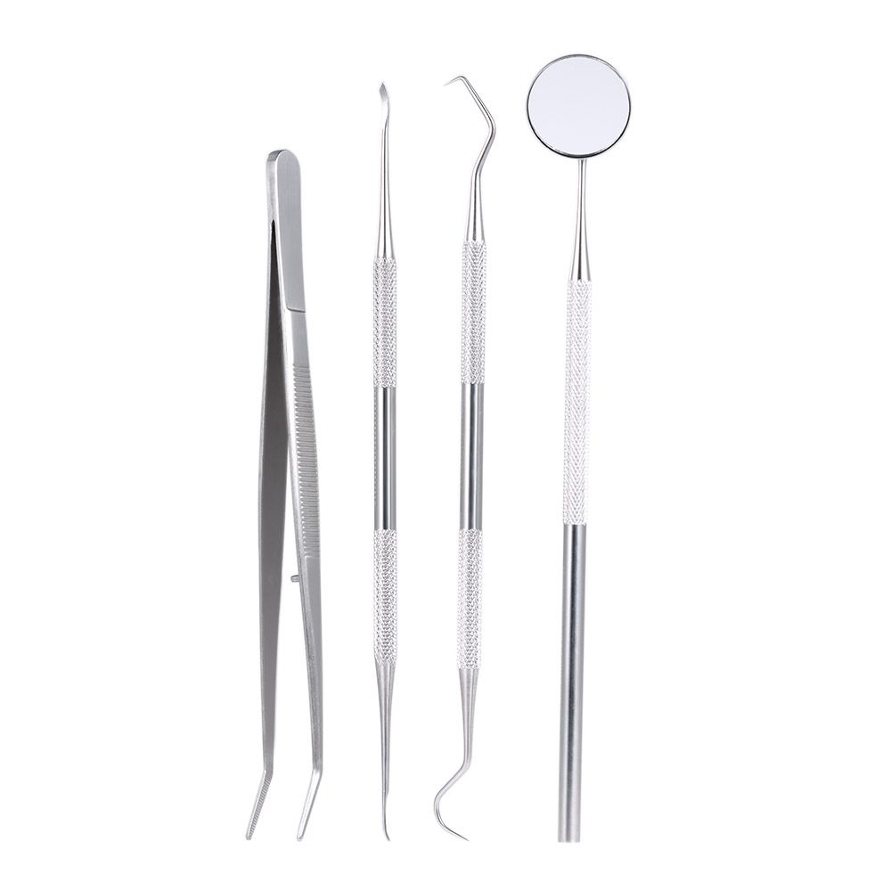 4Pcs Stainless Steel Dental Instruments Mouth Mirror Probe