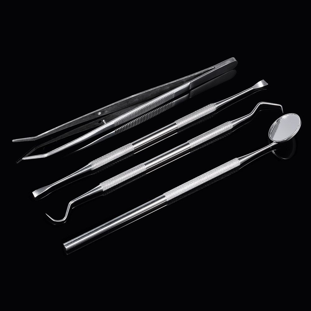 4Pcs Stainless Steel Dental Instruments Mouth Mirror Probe