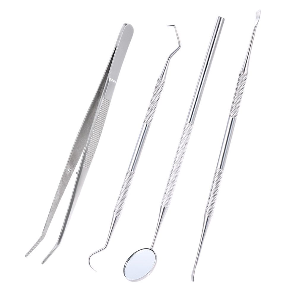 4Pcs Stainless Steel Dental Instruments Mouth Mirror Probe