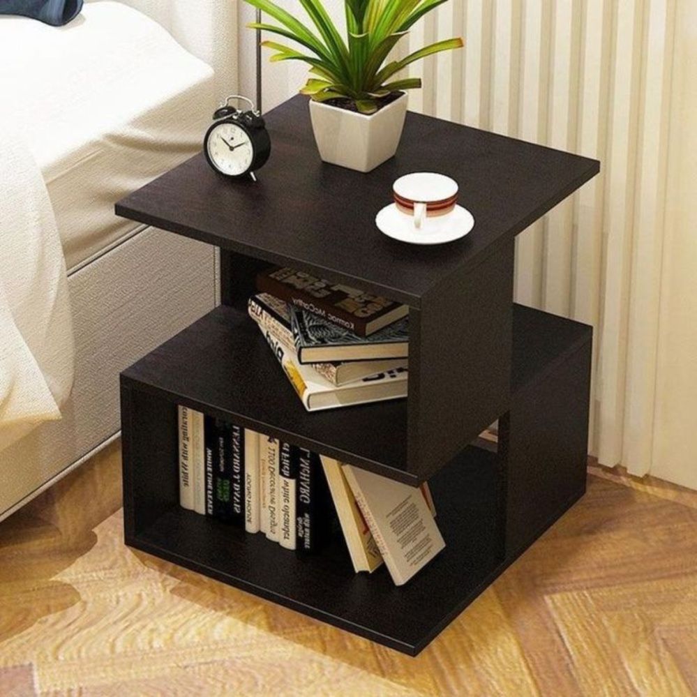 Bedside Table, Side Table With Storage - Black - 40×40×43