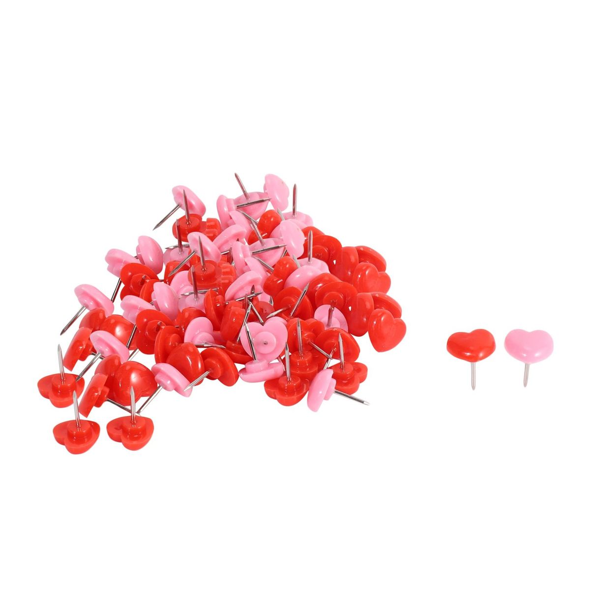50 PCS Heart Push Pins, Red Bulletin Boards Thumb Tacks,