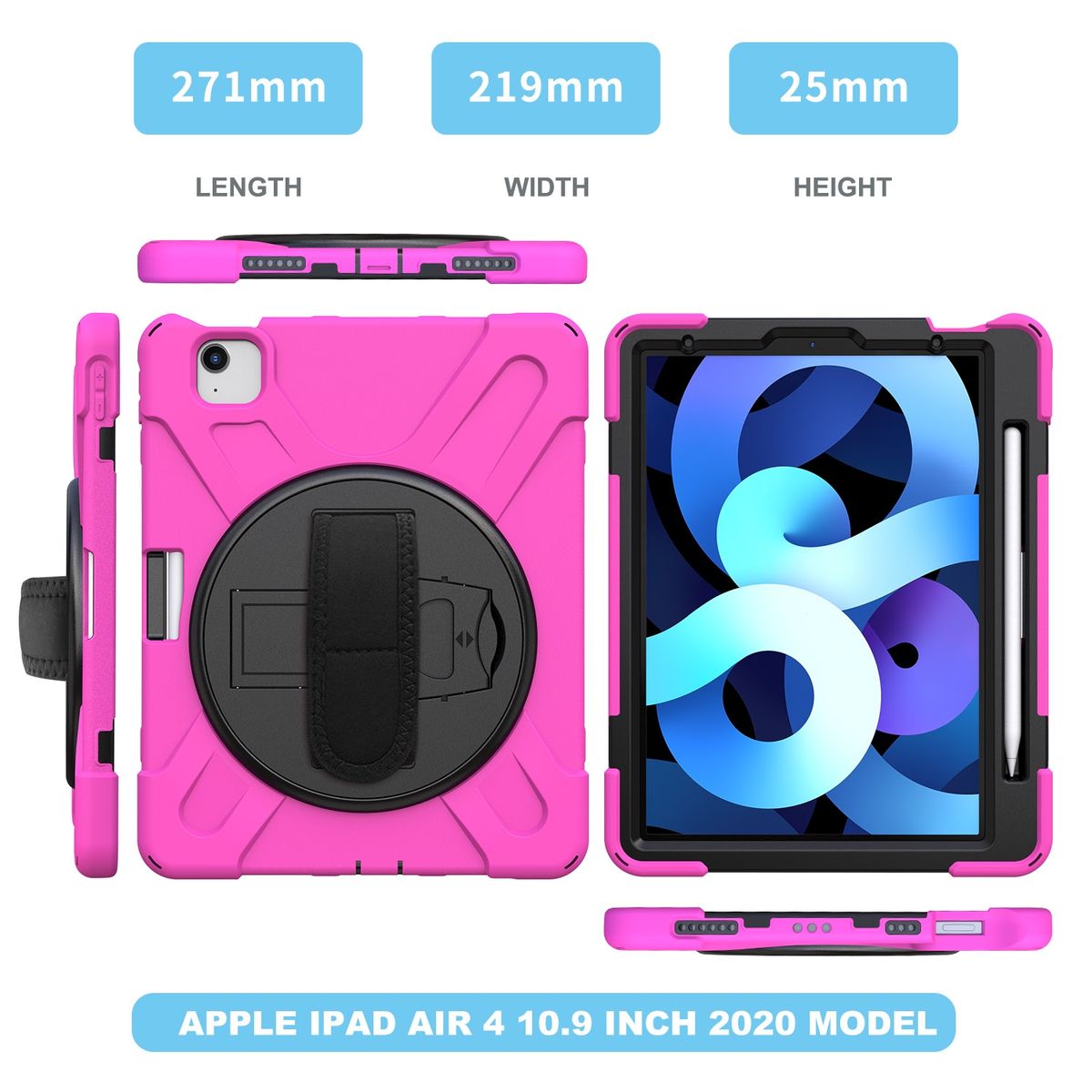 Silicone + PC Protective Case For IPad Air (2020)-Rose Red