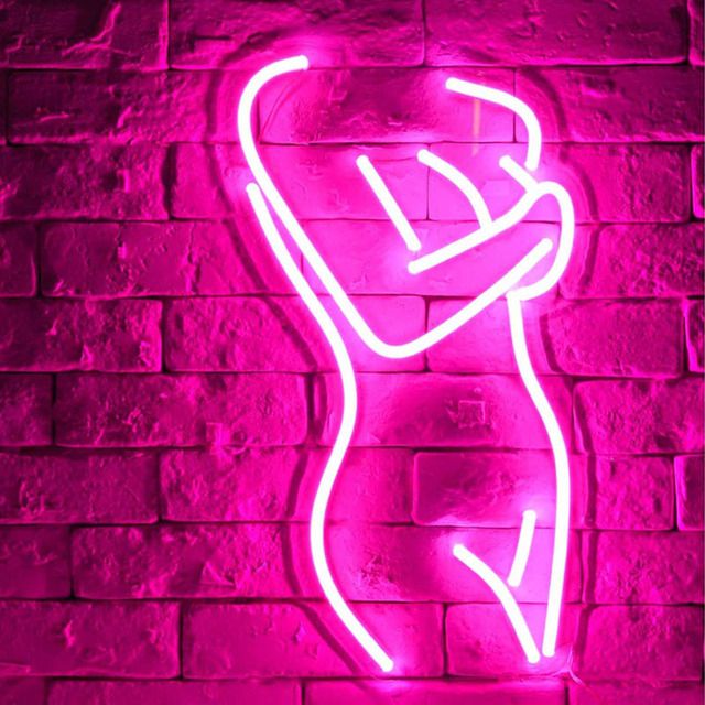 LED Neon Girl Sign Artwork Bulbs Light Hanging Decoration