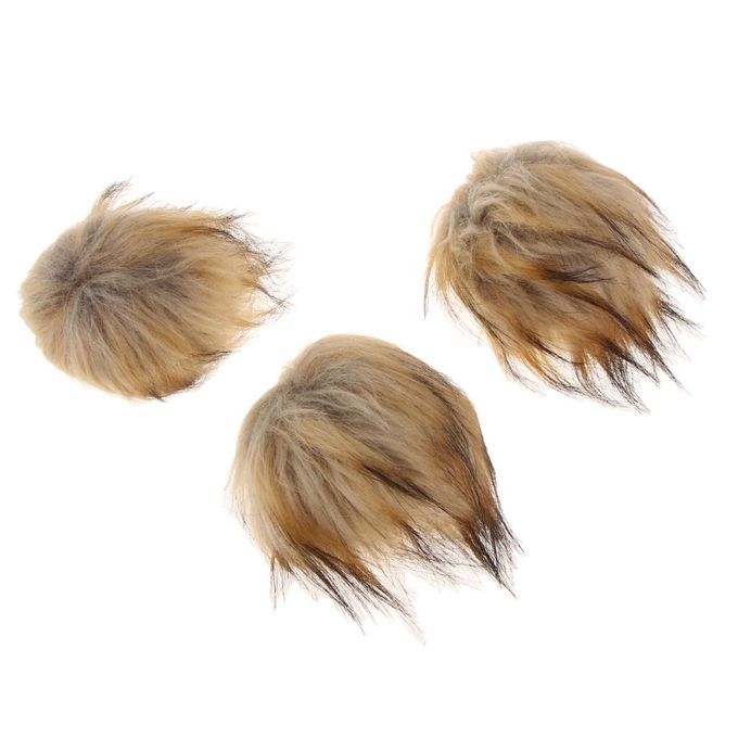 2X 3Pc Craft Fluffy Faux  Pom Pom Ball Keychain For Hat Bag