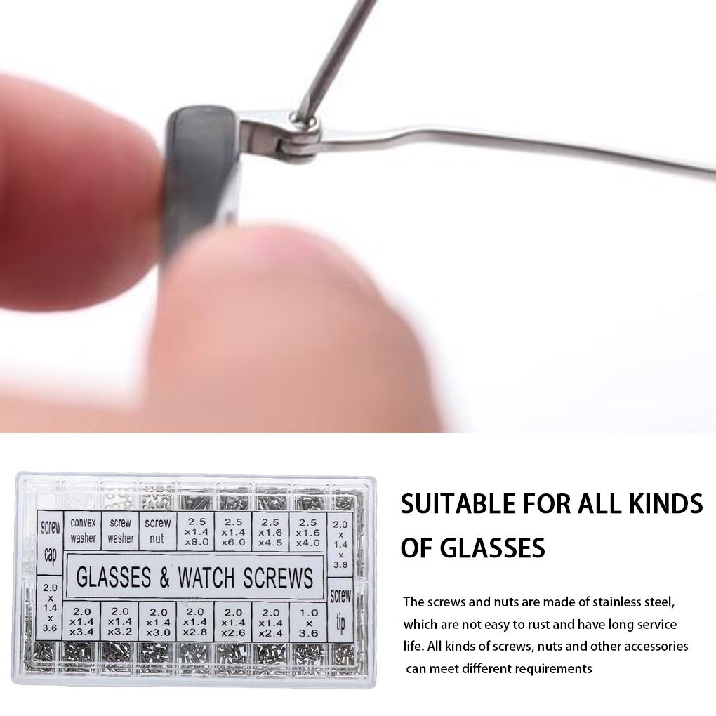 1000Pcs Screws Nuts Repair Kits 18 Kinds Stainless Steel Tiny Hex Assortment Kit + Screwdriver For Glasses Sunglass Watch GRE