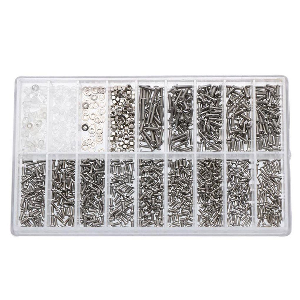 1000Pcs Screws Nuts Repair Kits 18 Kinds Stainless Steel Tiny Hex Assortment Kit + Screwdriver For Glasses Sunglass Watch GRE