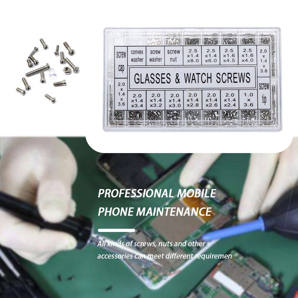 1000Pcs Screws Nuts Repair Kits 18 Kinds Stainless Steel Tiny Hex Assortment Kit + Screwdriver For Glasses Sunglass Watch GRE