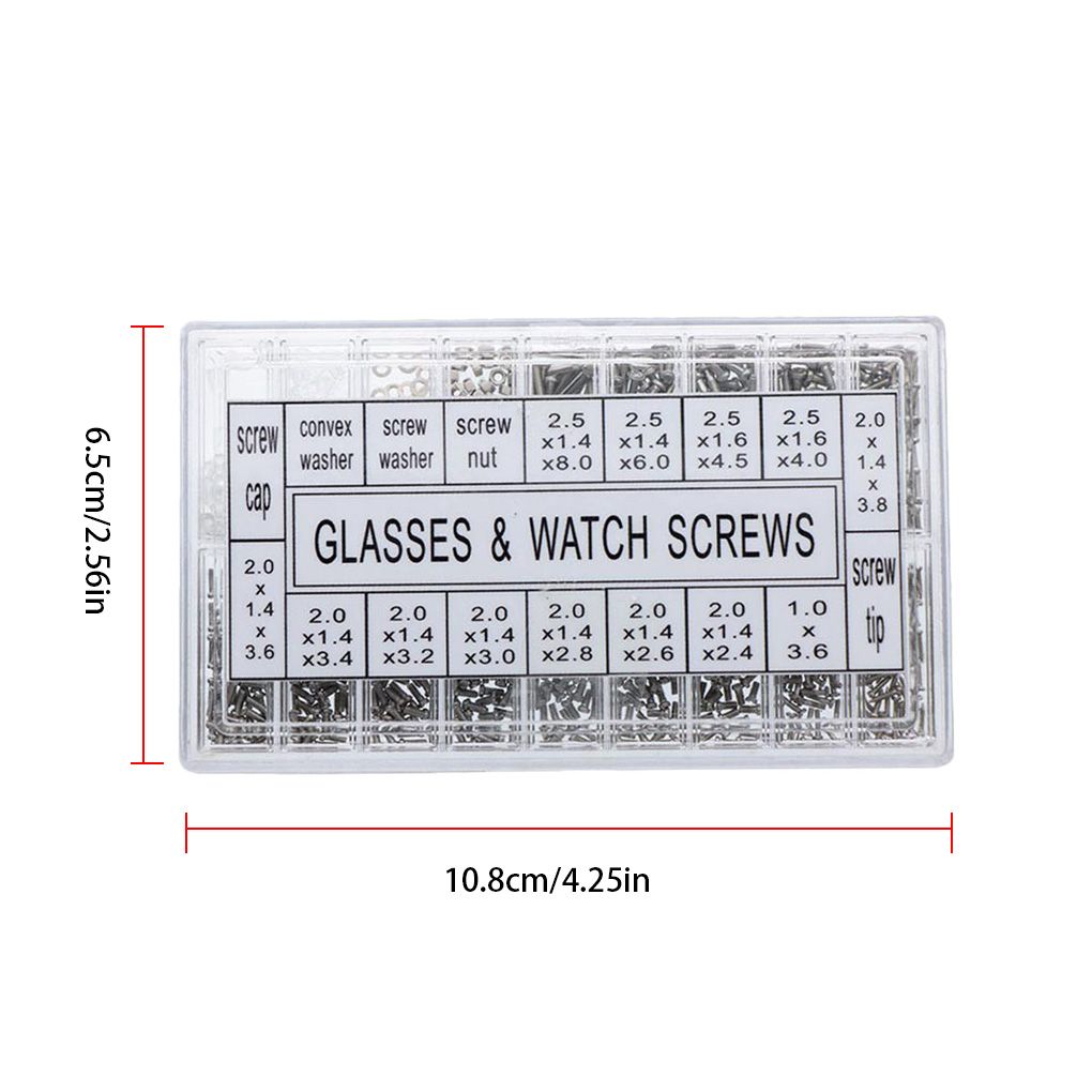 1000Pcs Screws Nuts Repair Kits 18 Kinds Stainless Steel Tiny Hex Assortment Kit + Screwdriver For Glasses Sunglass Watch GRE