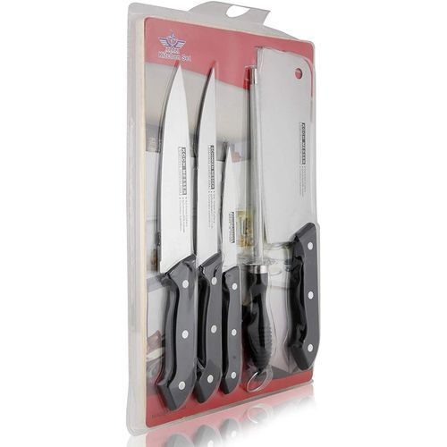 Sets Of Kitchen Knives, Sharpener + Chopping Board