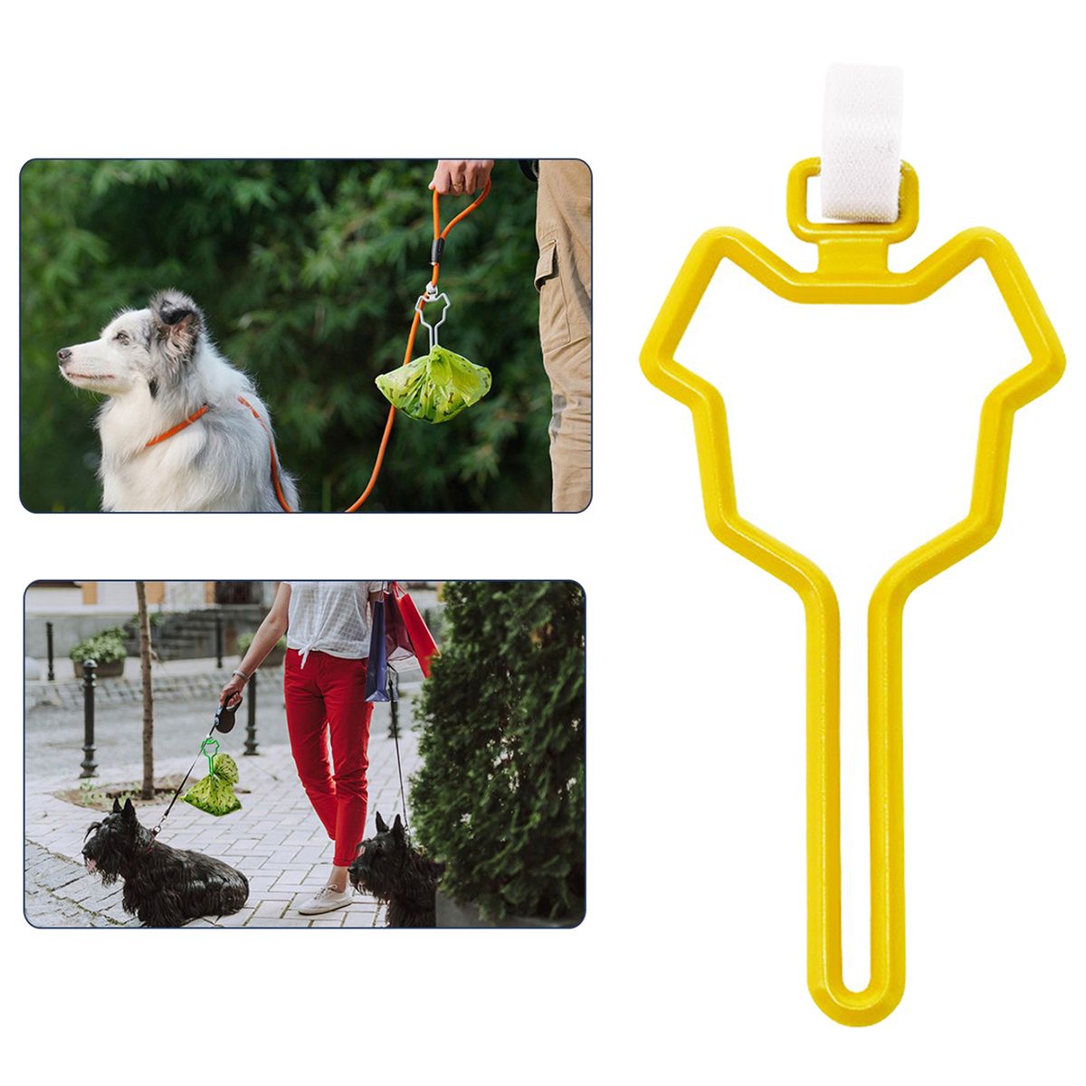 Dog Poop Bag Holder Waste Bag Carrier Adjustable For Leash Pet Yellow