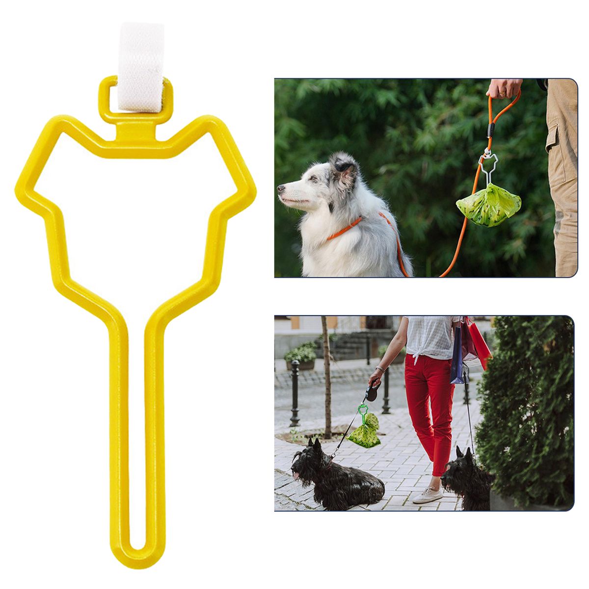 Dog Poop Bag Holder Waste Bag Carrier Adjustable For Leash Pet Yellow