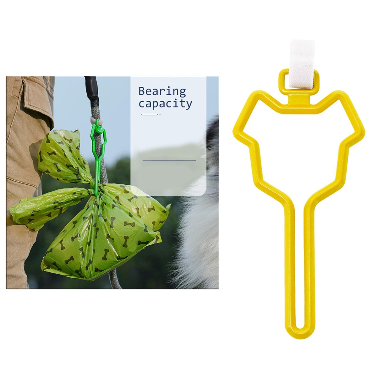 Dog Poop Bag Holder Waste Bag Carrier Adjustable For Leash Pet Yellow