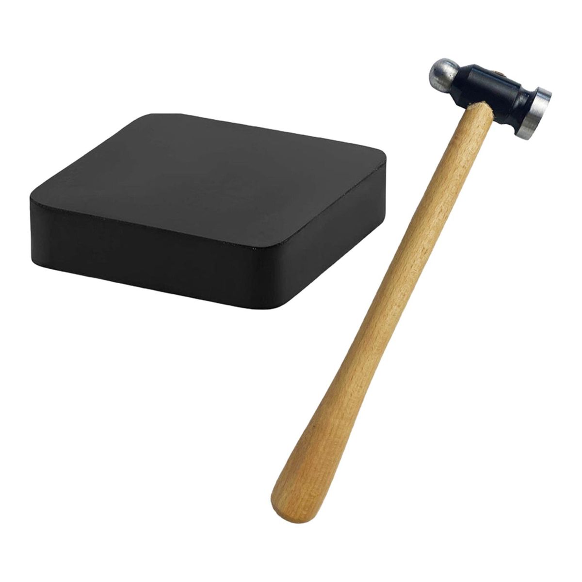 Steel Mallet With Square Rubber Bench Block Jewellers Tool Non Slip