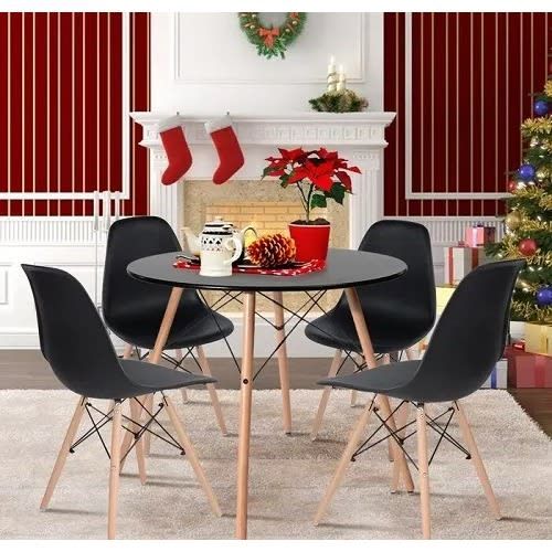 Outdoor/indoor Portable Round Dining Table And 4 Chairs