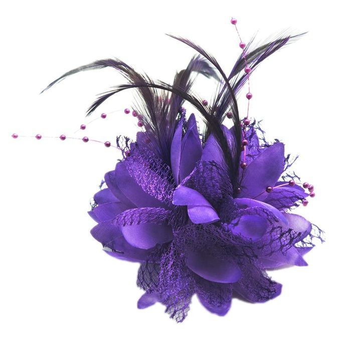 Pearl Silk Feather Flower For Corsage ,Brooch ,Wrist  Purple