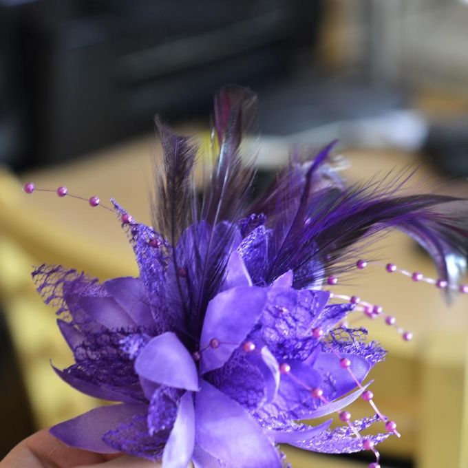 Pearl Silk Feather Flower For Corsage ,Brooch ,Wrist  Purple