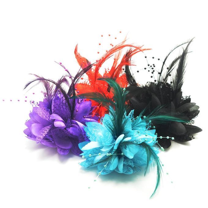 Pearl Silk Feather Flower For Corsage ,Brooch ,Wrist  Purple