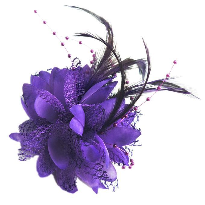 Pearl Silk Feather Flower For Corsage ,Brooch ,Wrist  Purple
