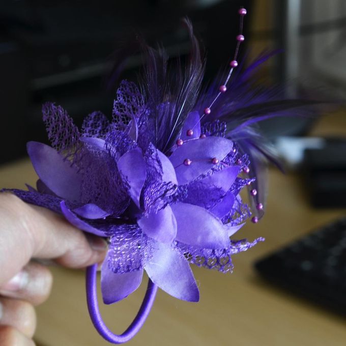 Pearl Silk Feather Flower For Corsage ,Brooch ,Wrist  Purple