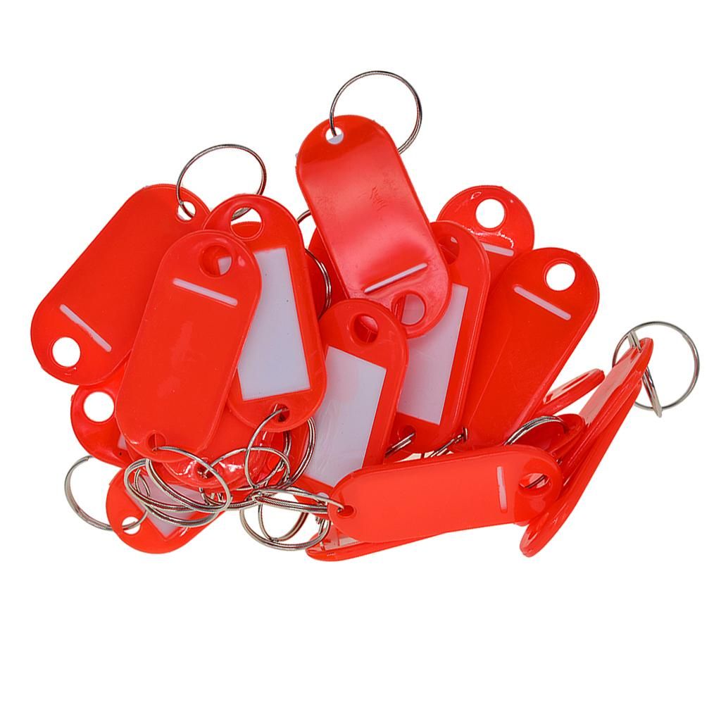4x 50pcs Plastic Key Tags With Label Window, Metal Split ,Hotel Key