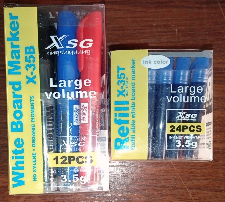 XSG REFILLABLE WHITE BOARD MARKER (12) + REFILL INK (24 PIECES)