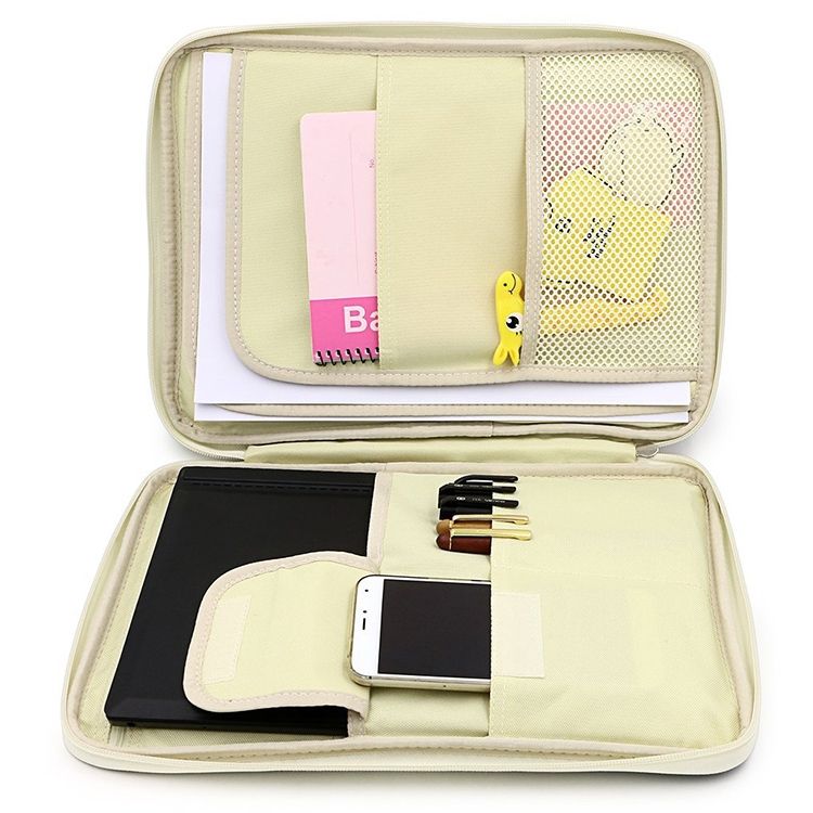 Office Supplies Multi-purpose Zipper Document Folder A4 Storage Bag(Black)