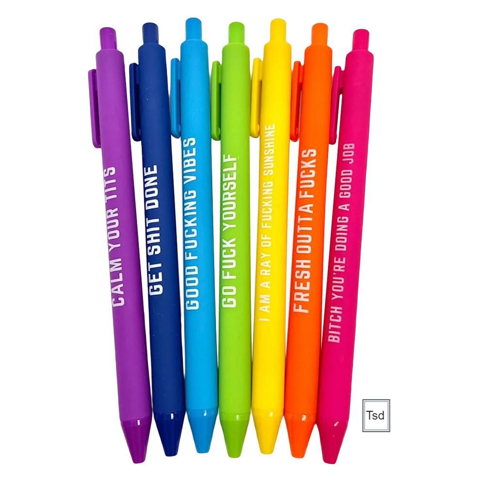 11PCS Ballpoint Pen Black Ink Pens With Funny Sayings