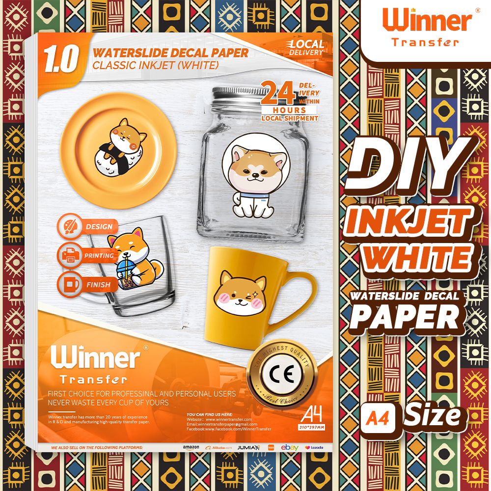 Inkjet White 20 Sheets Waterslide Decal Paper For Dark&light Materials A4 For Tumbler Mug Glasse