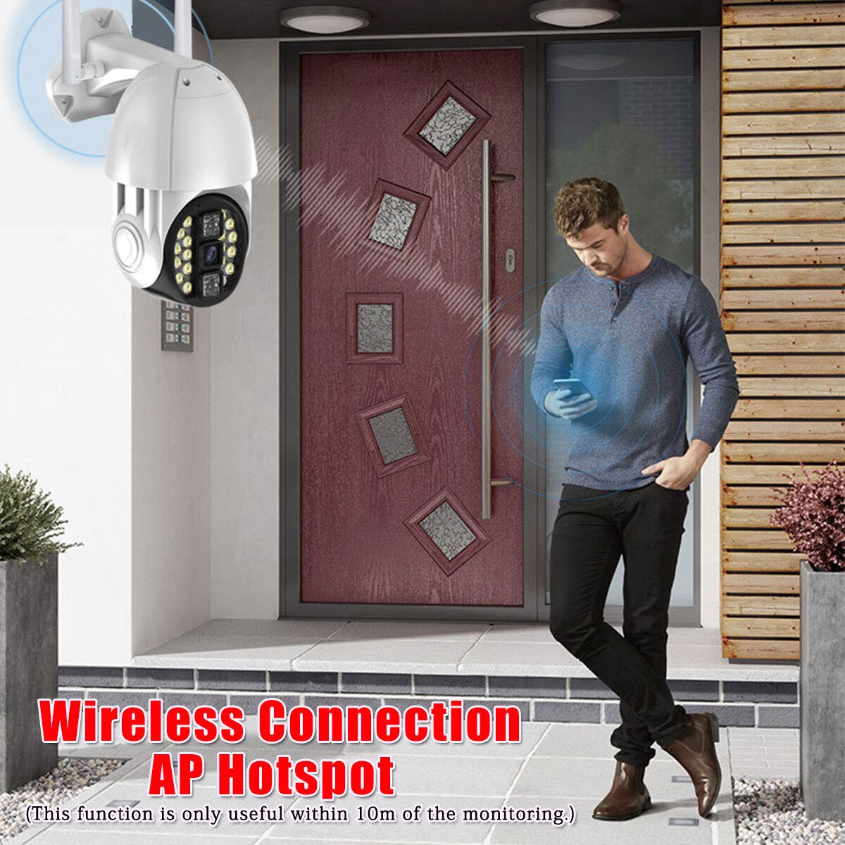 Waterproof 200W 1080P HD Wifi Camera PTZ Security Smart Camera Outdoor Khaki