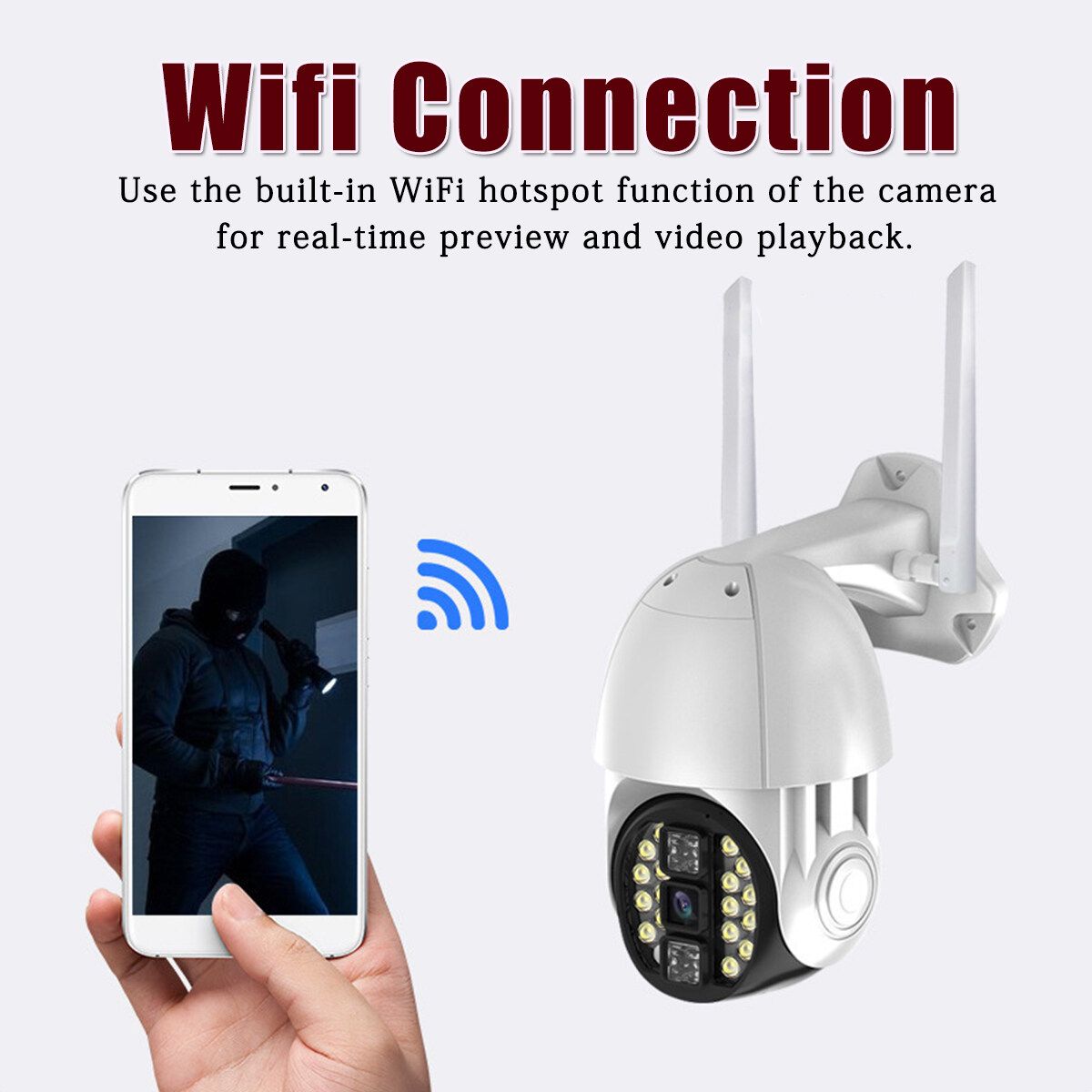 Waterproof 200W 1080P HD Wifi Camera PTZ Security Smart Camera Outdoor Khaki